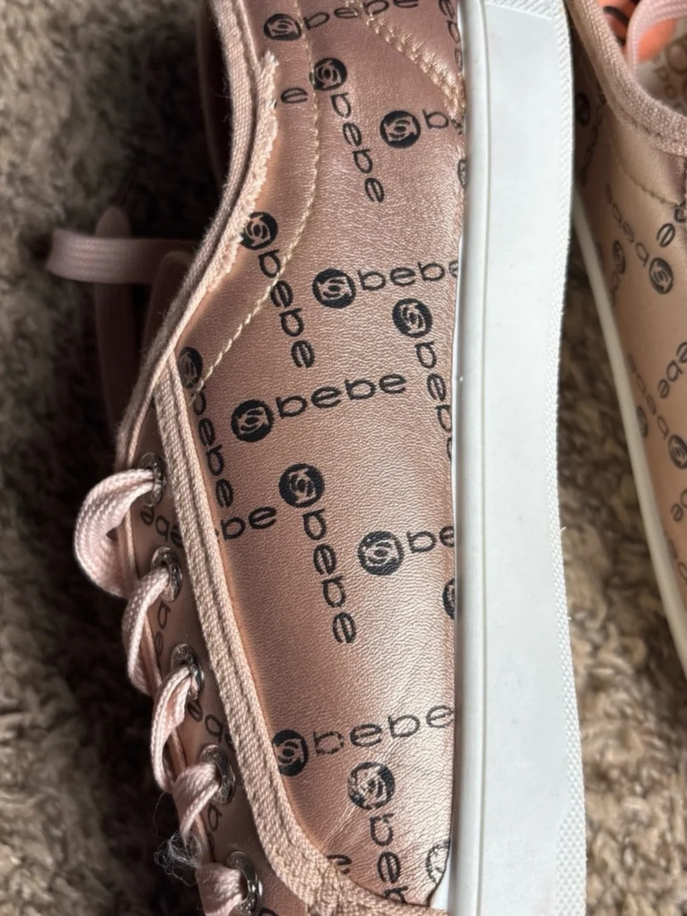 bebe Metallic Rose Gold Logo-Print Women's Sneakers